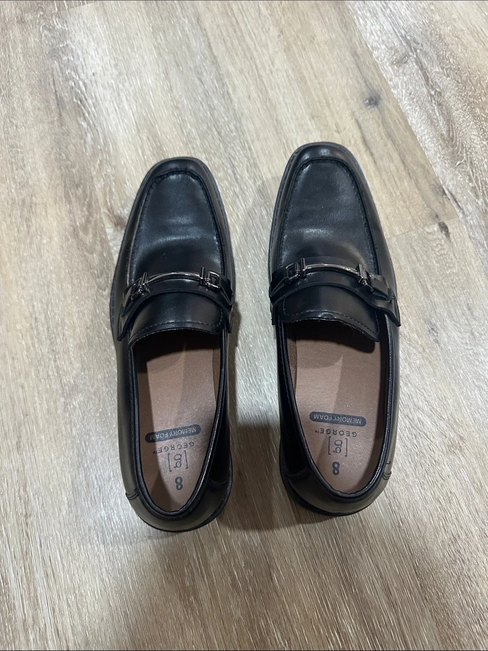 George Black Leather Bit-Detail Slip-On Loafers